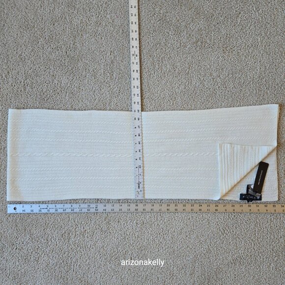 NWT Fishers Finery Cashmere Cable Knit Ivory Scarf Black Label Cable Knit Ivory - Picture 7 of 13